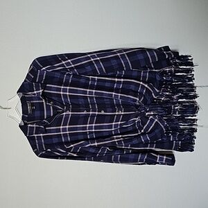 Lane Bryant plaid fringe button front 14/16 long sleeve top